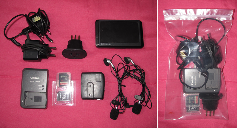 Itens para levar na viagem como carregadores e adaptadores de tomada.