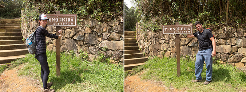 Placas na chegada do acampamento Tronqueira